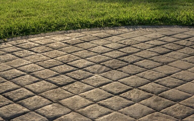 Stamped concrete pavement outdoor cobblestones pattern